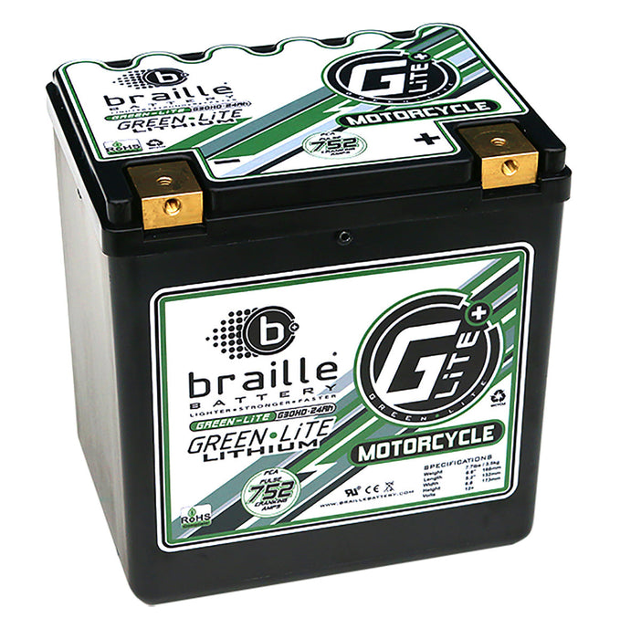 Braille G30H GreenLite (Harley/Motorcycle Spec) Lithium Battery