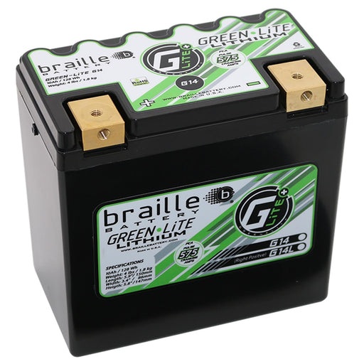 Braille G14LS GreenLite Powersports Extra Capacity (Right +ve) Lithium Battery